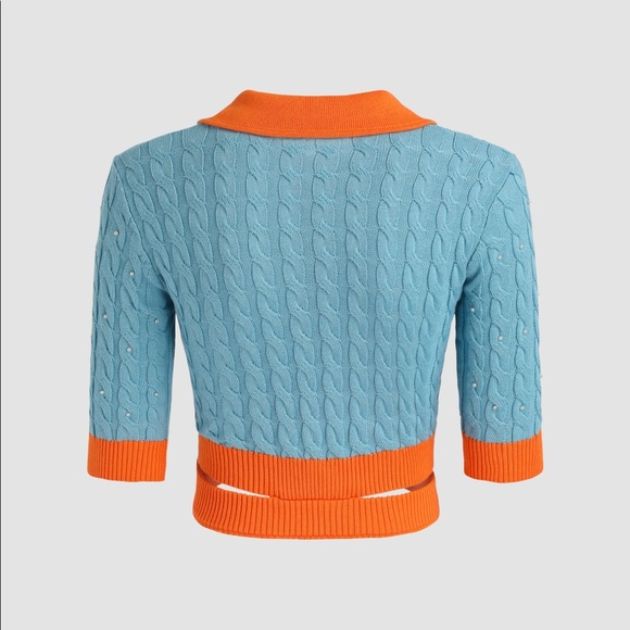 NWT CIDER Contrast Color Cutout Cardigan Crop, Women’s XL. - Picture 2 of 5